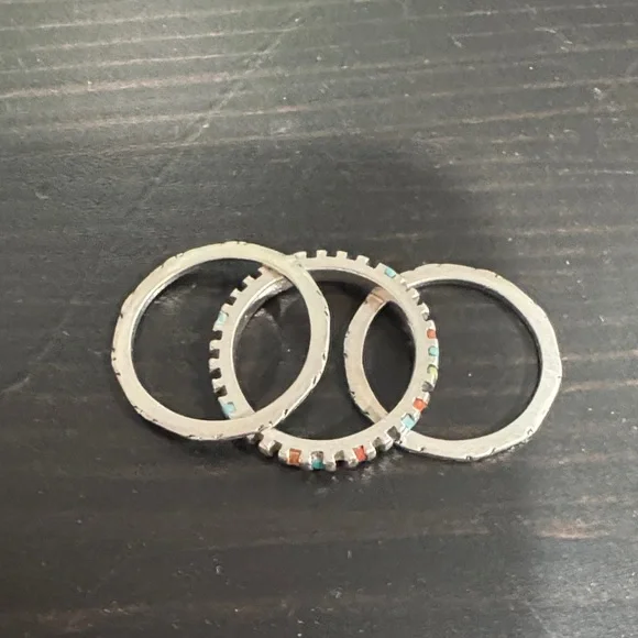 Silver Multicolor Inlay Ring - Picture 3 of 10